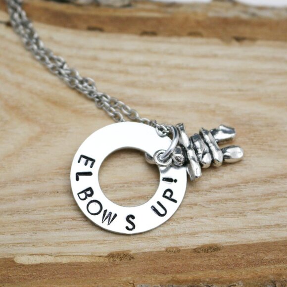Elbows Up! Inuksuk Hand Stamped Pendant Necklace - Handmade & Hypoallergenic - Picture 5 of 12
